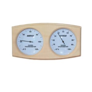 Harvia Extra Precise Wooden Thermometer/Hygrometer with Logo