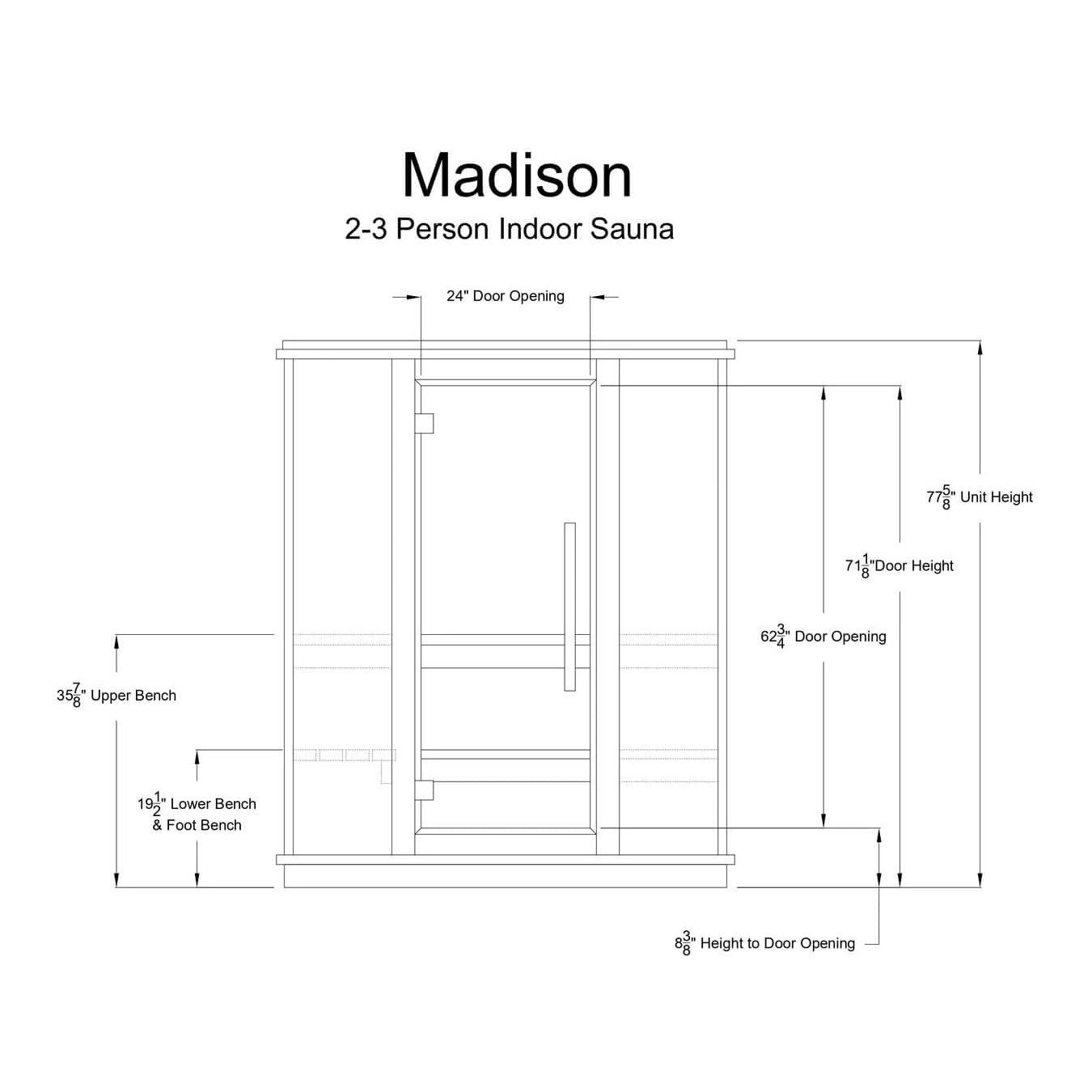 Almost Heaven Madison 2-3 Person Indoor Sauna - Image 9