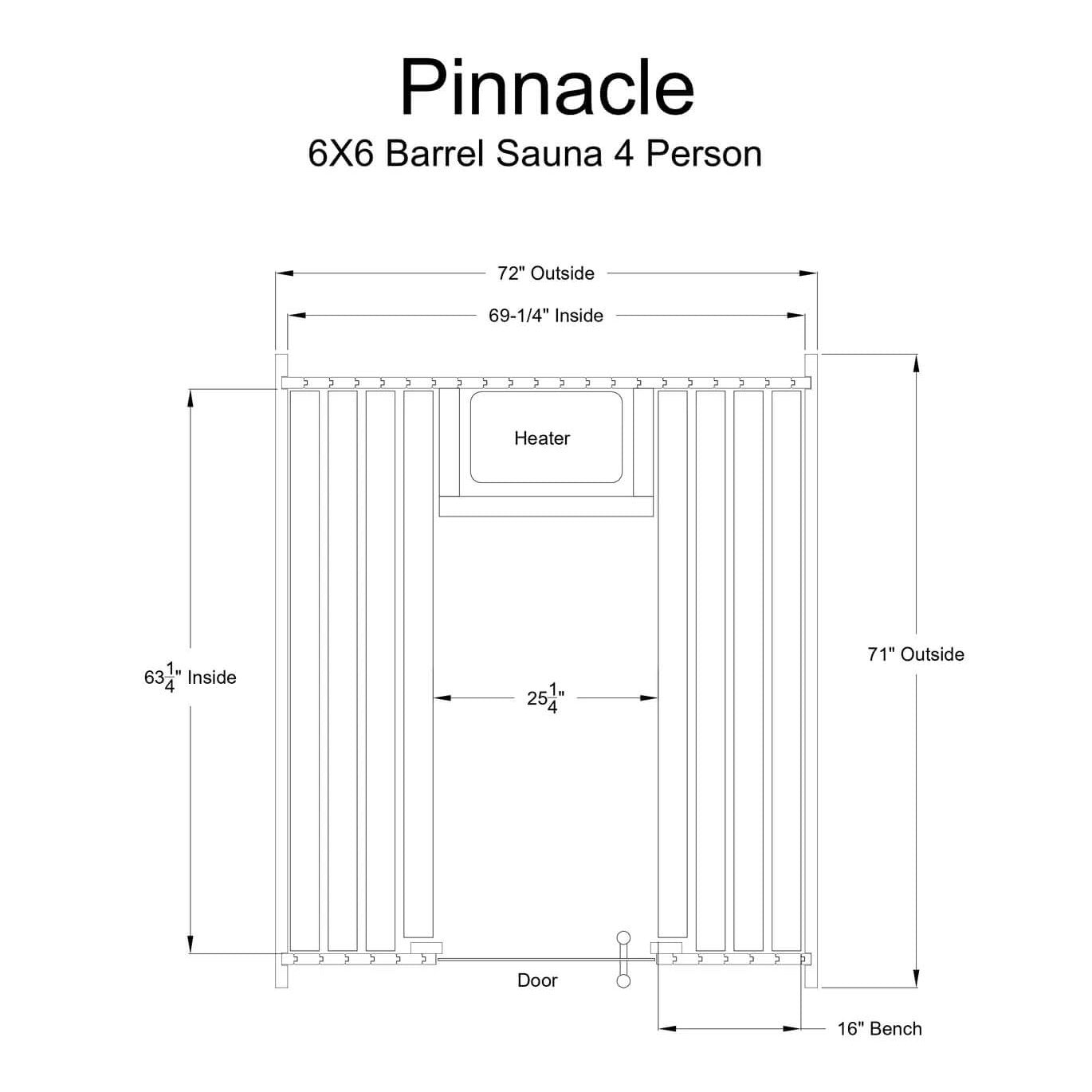Almost Heaven Pinnacle 4-Person Barrel Sauna, 6x6 ft. - Image 2