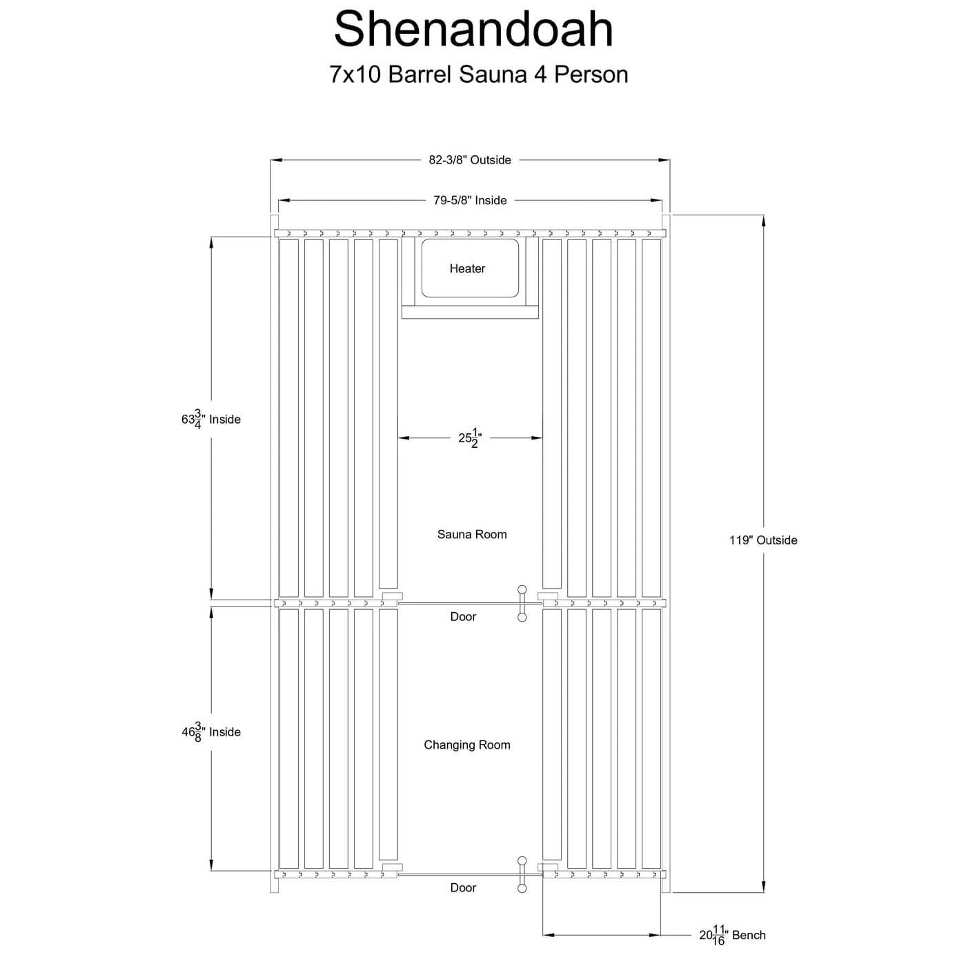 Almost Heaven Shenandoah 4-6 Person Barrel Sauna, 7x10 ft. w/ Changing Room - Image 15