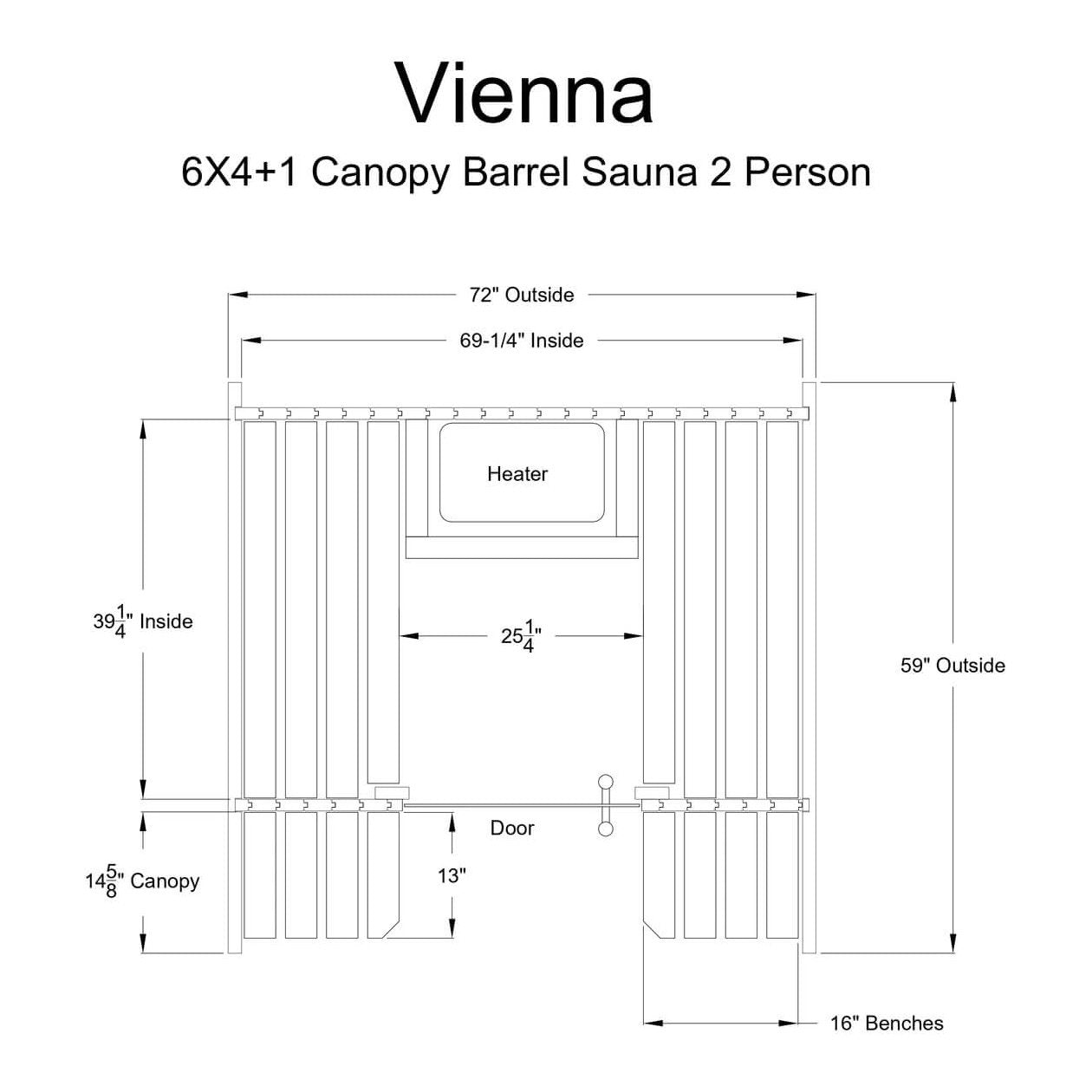 Almost Heaven Vienna 2-Person Canopy Barrel Sauna, 6x4+1 ft. – 1 ft. Porch - Image 11