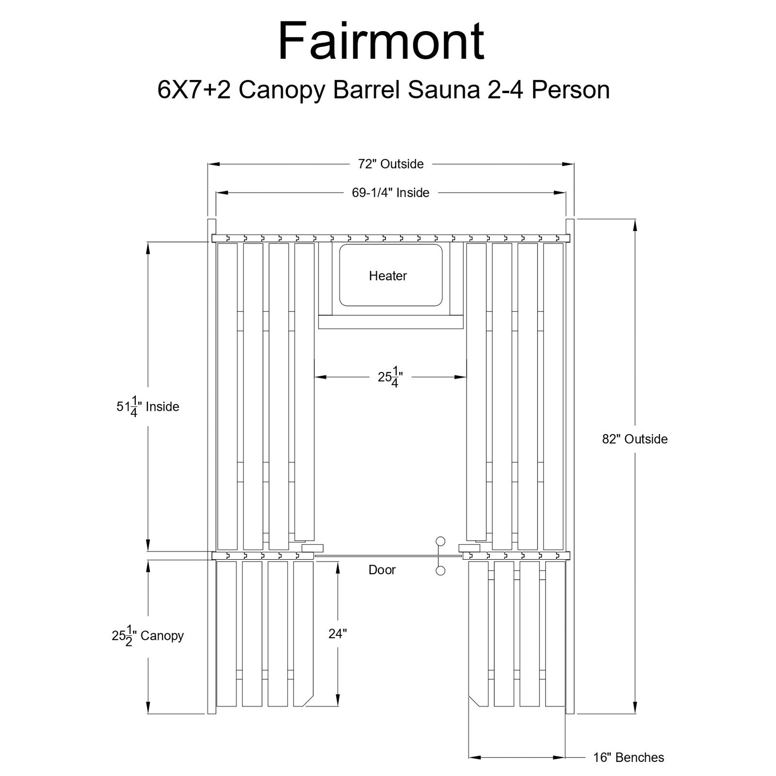 Almost Heaven Fairmont 4-Person Canopy Barrel Sauna, 6x5+2 ft. – 2 ft. Porch - Image 2