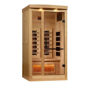 Golden Designs 1-Person Full-Spectrum Infrared Sauna w/ Himalayan Salt Bar