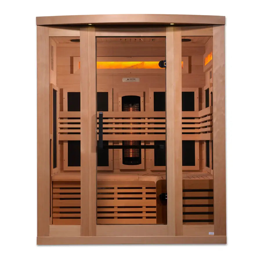 Golden Designs 3-Person Full Spectrum PureTech™ Near Zero EMF FAR Infrared Sauna with Himalayan Salt Bar - Image 2