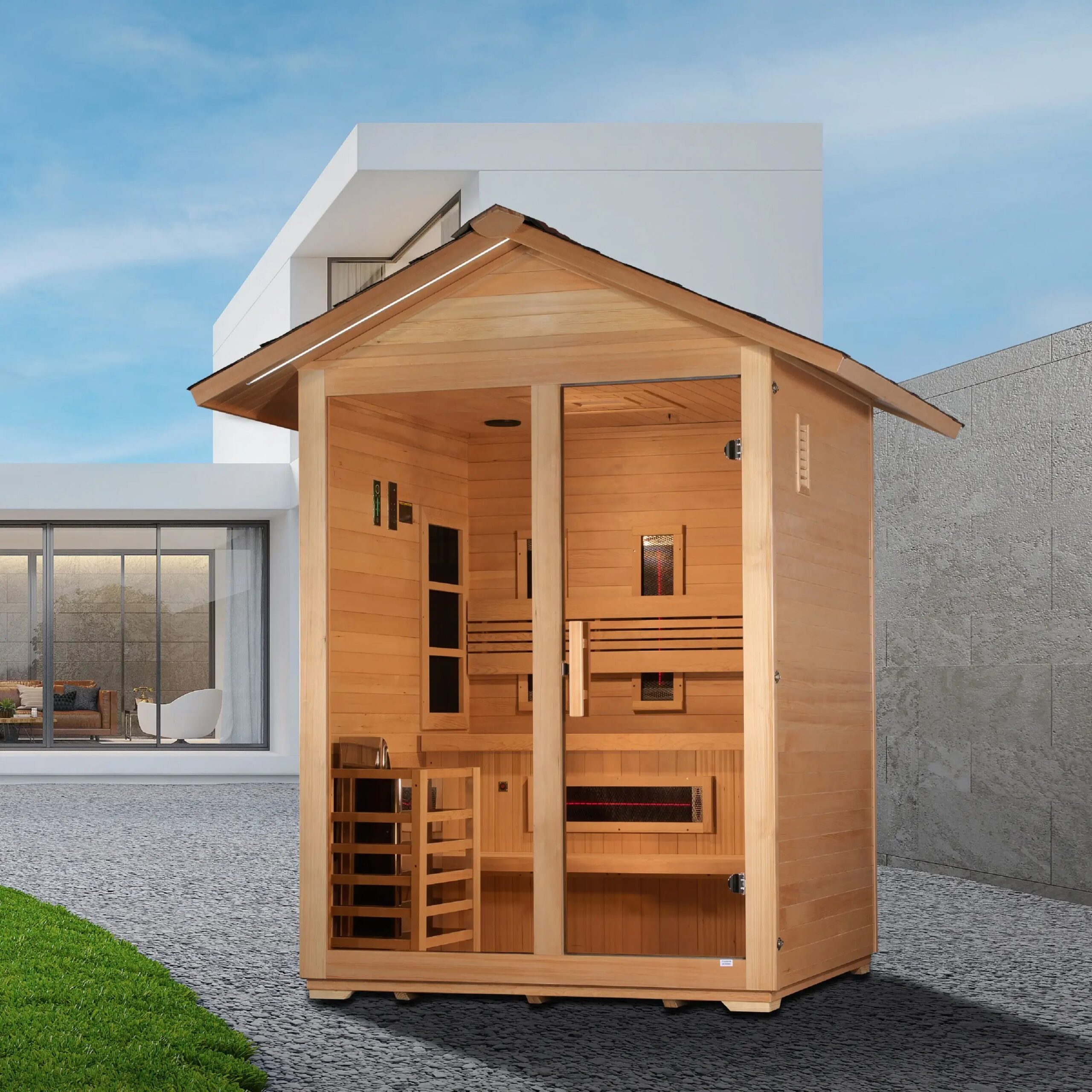 Golden Designs Carinthia 3-Person Outdoor Hybrid Sauna (PureTech™ Full Spectrum Infrared & Harvia SWS80) - Image 4