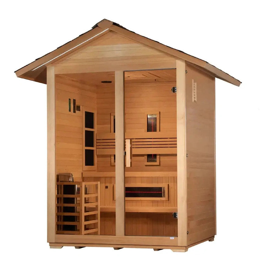 Golden Designs Carinthia 3-Person Outdoor Hybrid Sauna (PureTech™ Full Spectrum Infrared & Harvia SWS80) - Image 2