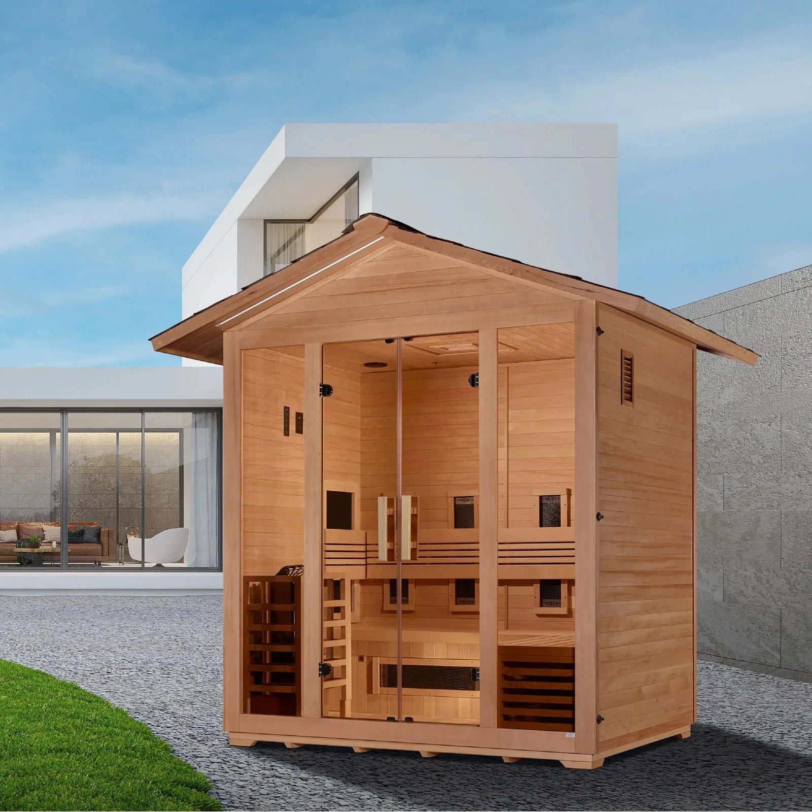 Golden Designs Gargellen 5-Person Outdoor Hybrid Sauna (PureTech™ Full Spectrum Infrared & Harvia SWS80) - Image 5