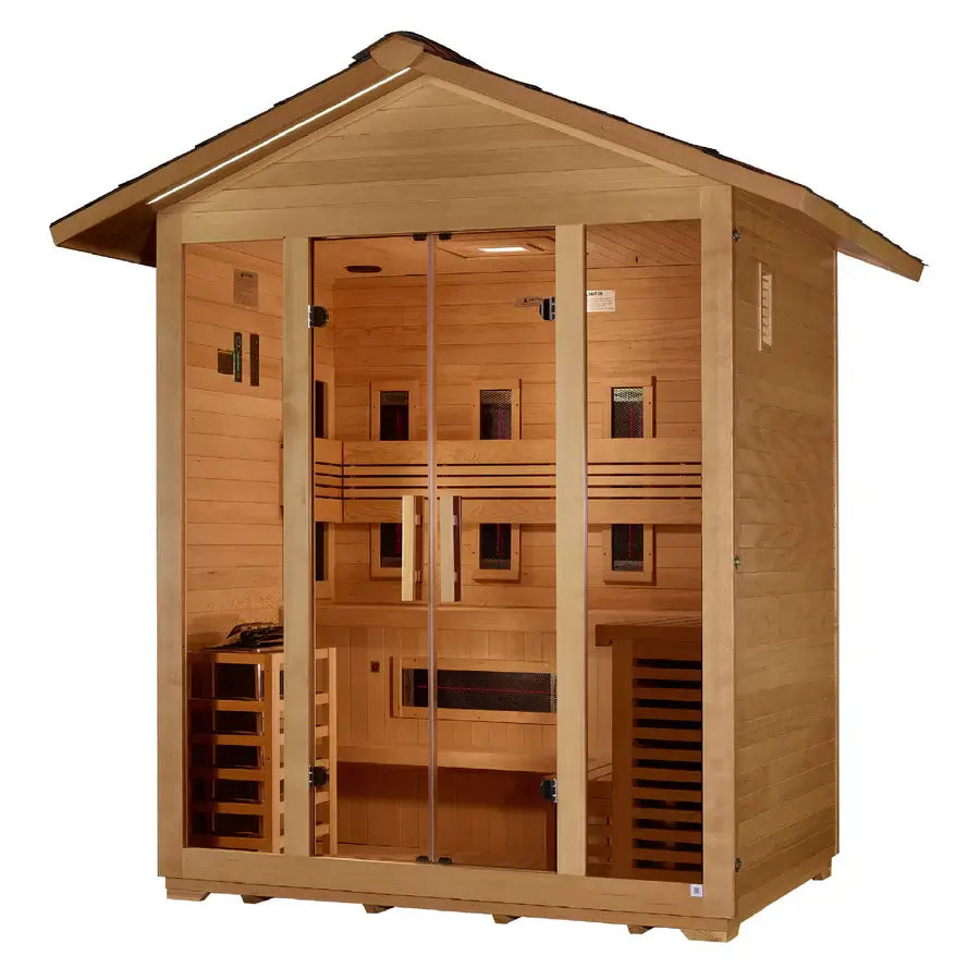 Golden Designs Gargellen 5-Person Outdoor Hybrid Sauna (PureTech™ Full Spectrum Infrared & Harvia SWS80) - Image 4