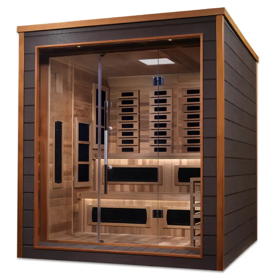 Golden Designs Karlstad 6-Person Outdoor Hybrid Sauna (PureTech™ Full Spectrum Infrared & Harvia SWS80) - Image 3