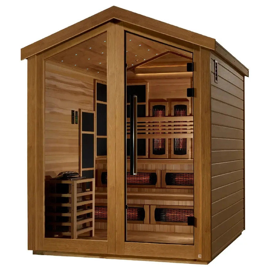 Golden Designs Kaskinen 6 Person Hybrid (PureTech™ Full Spectrum IR or Traditional Stove) Outdoor Sauna (GDI-8526-01) - Canadian Red Cedar Interior - Image 2