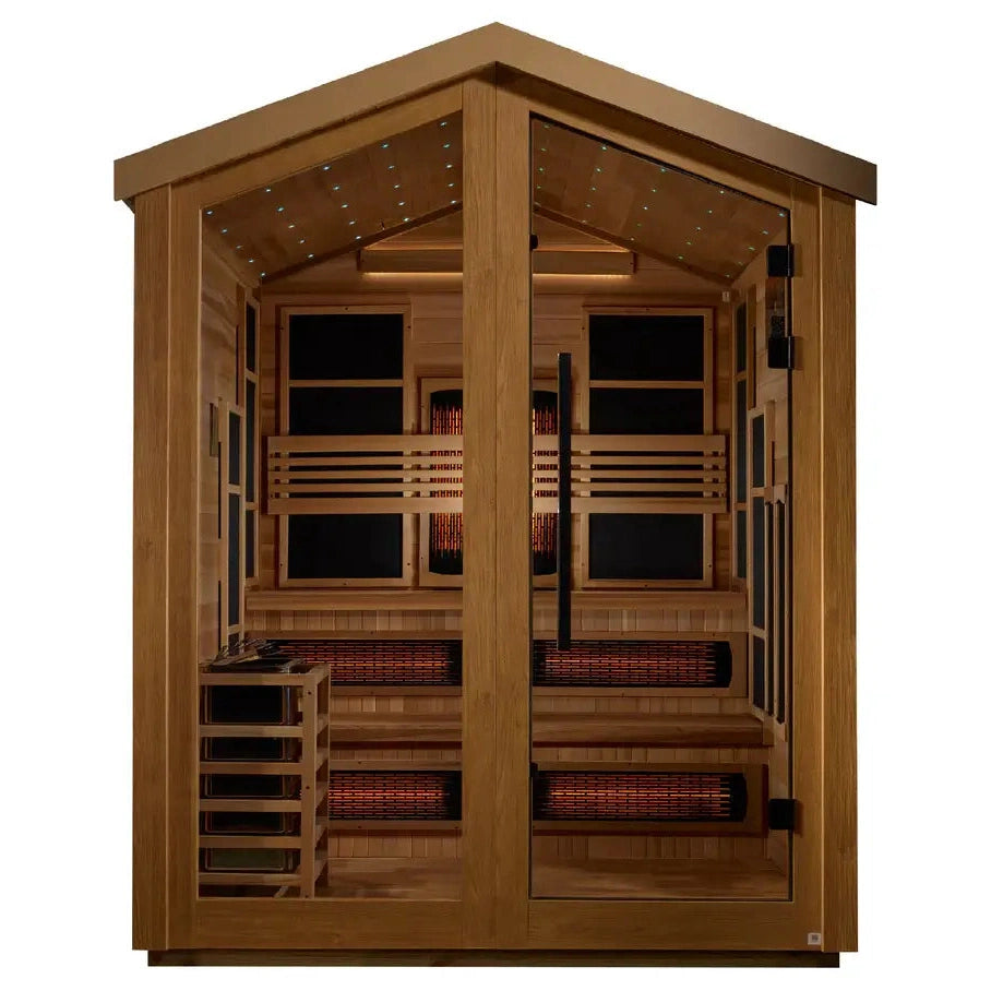 Golden Designs Kaskinen 6 Person Hybrid (PureTech™ Full Spectrum IR or Traditional Stove) Outdoor Sauna (GDI-8526-01) - Canadian Red Cedar Interior - Image 3