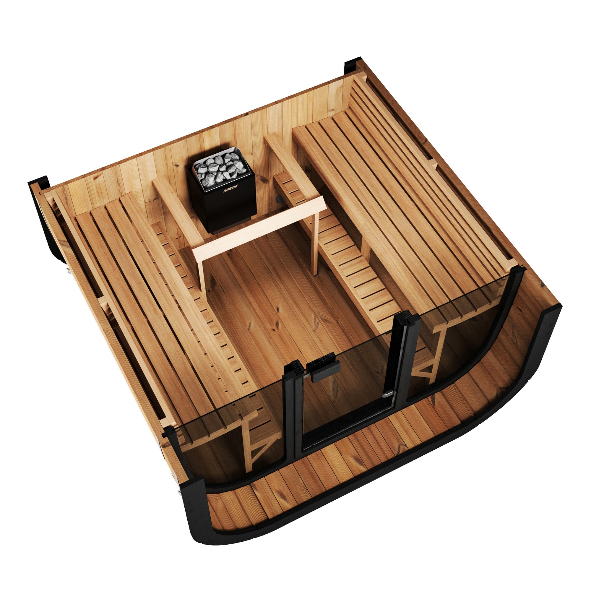 SaunaLife CL7G 6-Person Outdoor Cube Cabin Sauna with Full Glass Front & LED Lighting - Image 2