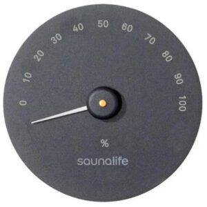 SaunaGear Round Hygrometer by SaunaLife, Black