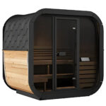 SaunaLife CL5G 4-Person Outdoor Cube Cabin Sauna with Full Glass Front & Led Lighting