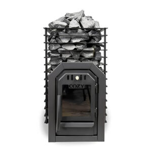 Cozy Heat Quattro Thru-Wall Sauna Stove Wood Burning Sauna Stove, Up to 18kW