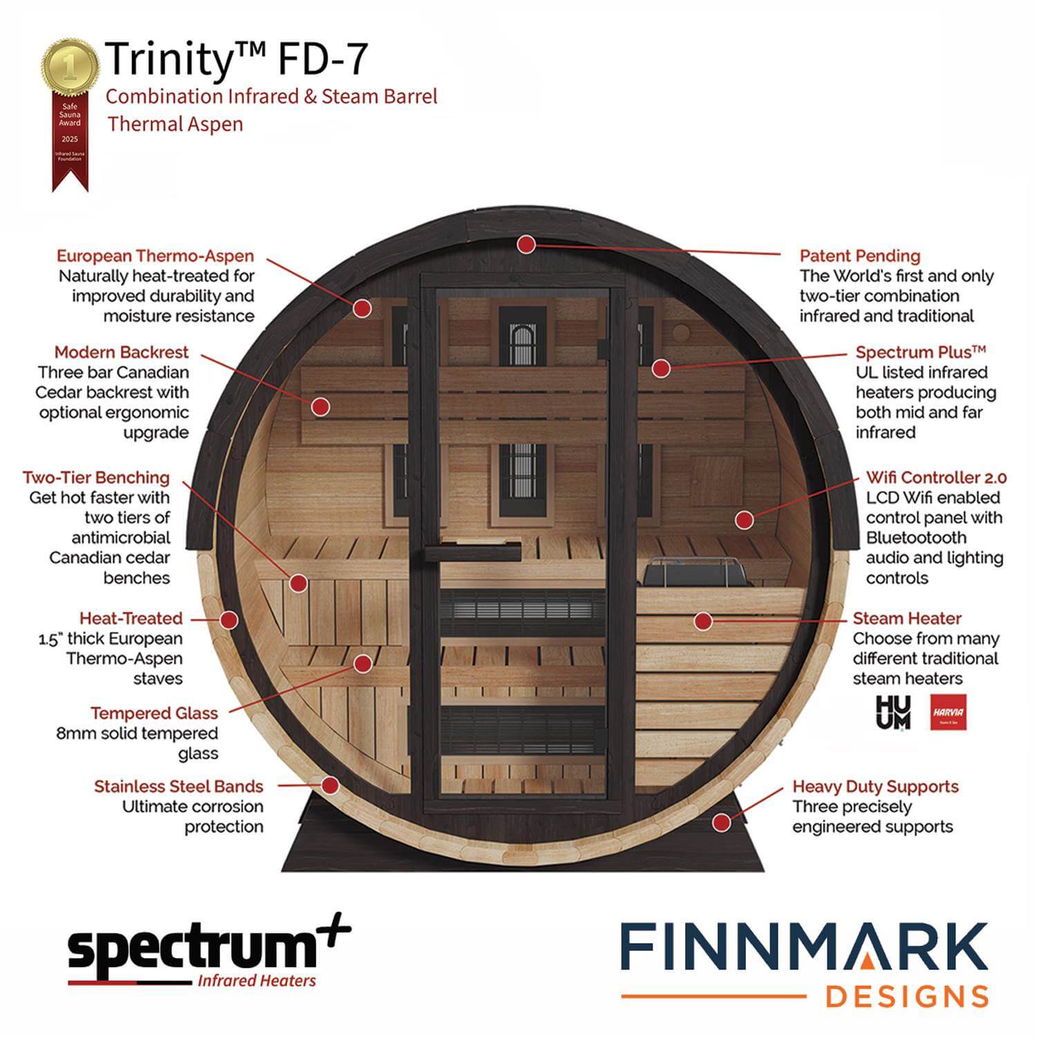 Finnmark Thermo-Aspen Combination Outdoor Barrel Sauna—FD-7, - Image 3