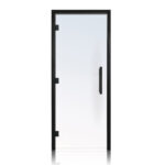 Prosaunas Black Alder, Prehung Clear ADA Glass Sauna Door 36x81 (Left 3 Black Hinges)