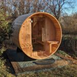 Almost Heaven Audra 2-4 Person Canopy Barrel Sauna, 6x5+1 ft. – 1 ft. Porch