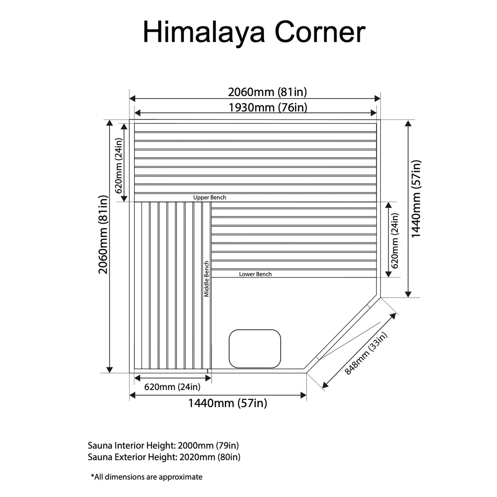 Almost Heaven Himalaya Corner 6-Person Indoor Sauna - Image 6