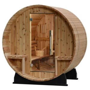Almost Heaven Vienna 2-Person Canopy Barrel Sauna, 6x4+1 ft. – 1 ft. Porch