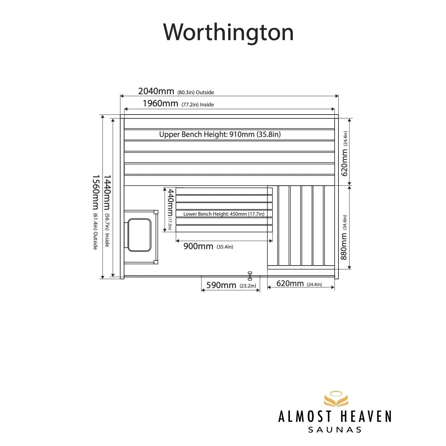 Almost Heaven Worthington 4-6 Person Indoor Sauna - Image 2