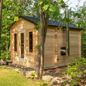 Dundalk Leisurecraft Georgian Cabin 2-6 Person Outdoor Sauna w/ Changing Room