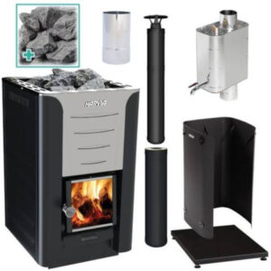 Harvia Pro 20 Deluxe Wood Burning Stove Kit - Black Steel
