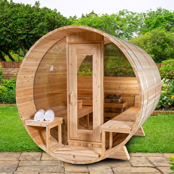 Dundalk Leisurecraft Tranquility MP 2-6 Person Barrel Sauna w/ Panoramic Windows - Image 4