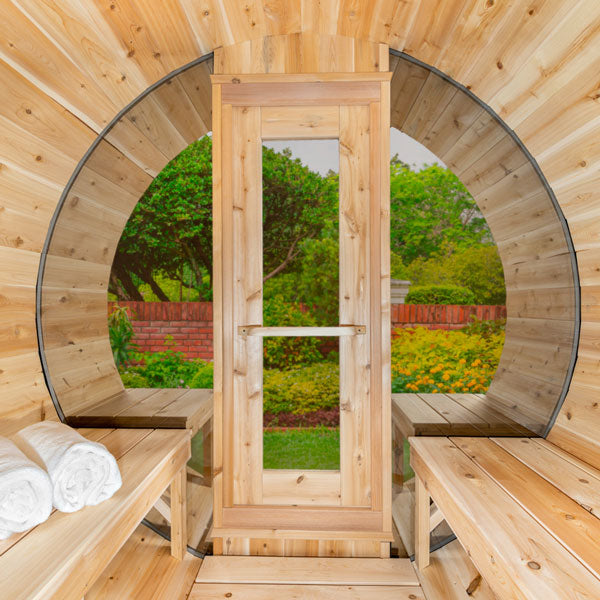 Dundalk Leisurecraft Tranquility MP 2-6 Person Barrel Sauna w/ Panoramic Windows - Image 3