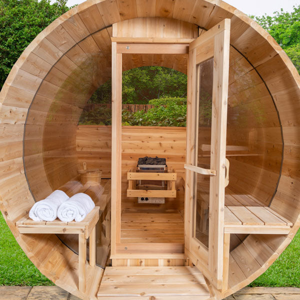 Dundalk Leisurecraft Tranquility MP 2-6 Person Barrel Sauna w/ Panoramic Windows - Image 2