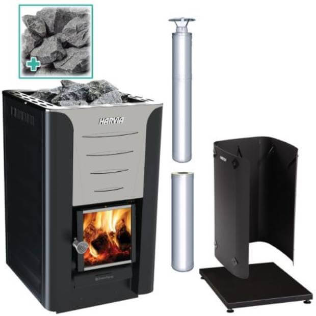 Harvia Pro 20 Wood Burning Stove Kit - Stainless Steel
