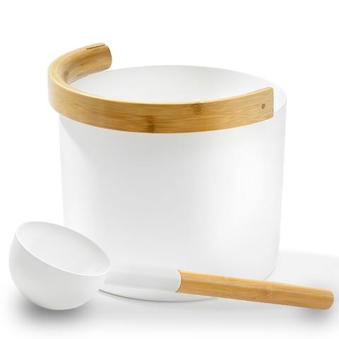 Kolo Sauna Bucket (w/ curved handle) + Ladle Set, Aluminum/Bamboo, 1 Gal - Image 5