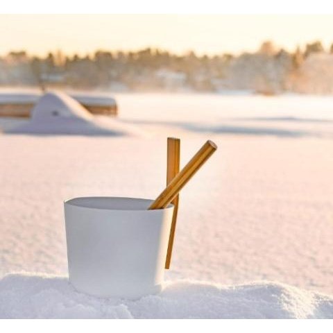 Kolo Sauna Bucket (w/ straight handle) + Ladle Set, Aluminum/Bamboo, 1 Gal - Image 2