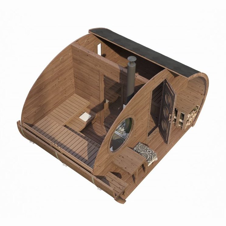 SaunaLife G11 8-Person Outdoor Cabin Sauna w/ Changing Room & Porch - Image 11