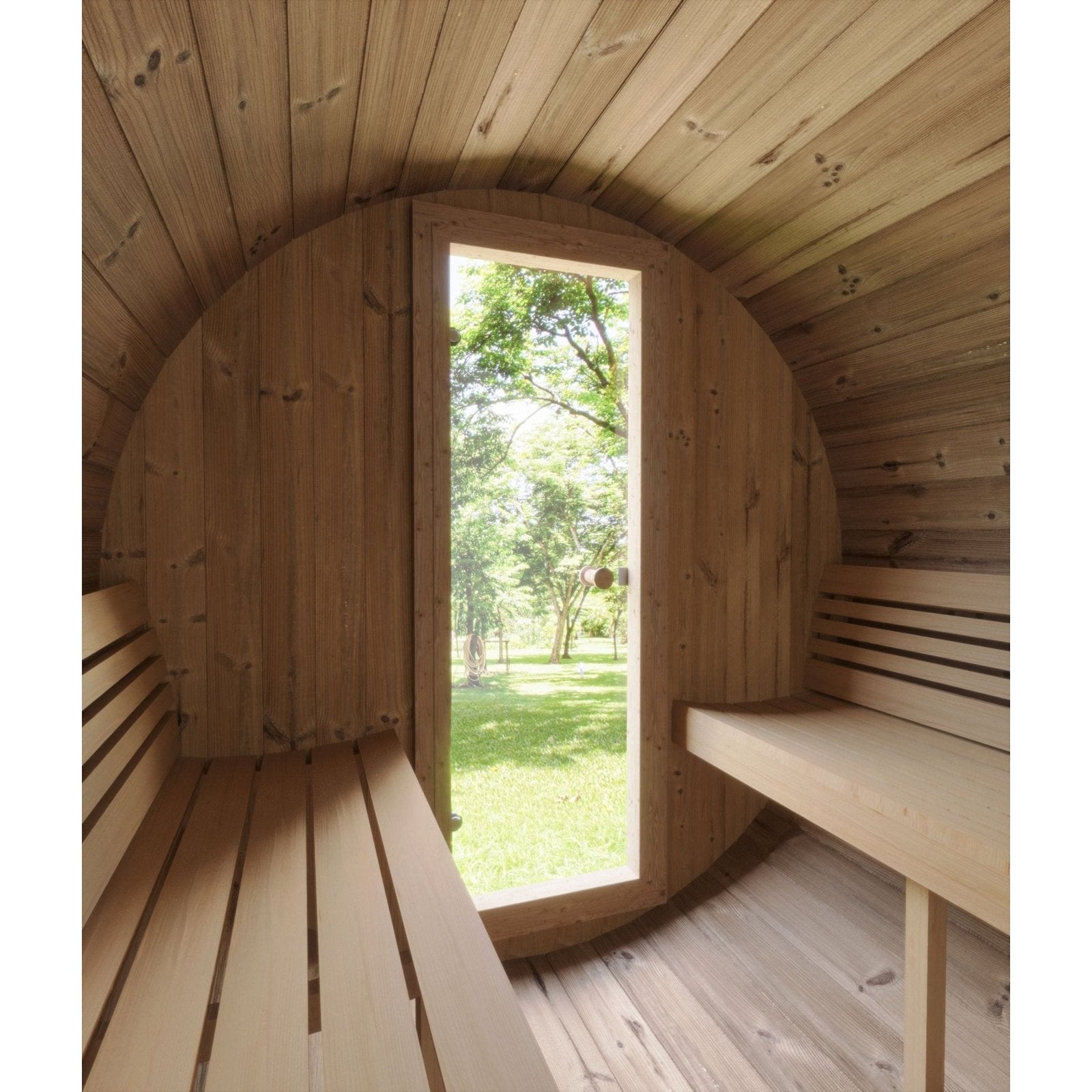 SaunaLife E7W 4-Person Barrel Sauna w/ Panoramic Window, 71"x81" - Image 6