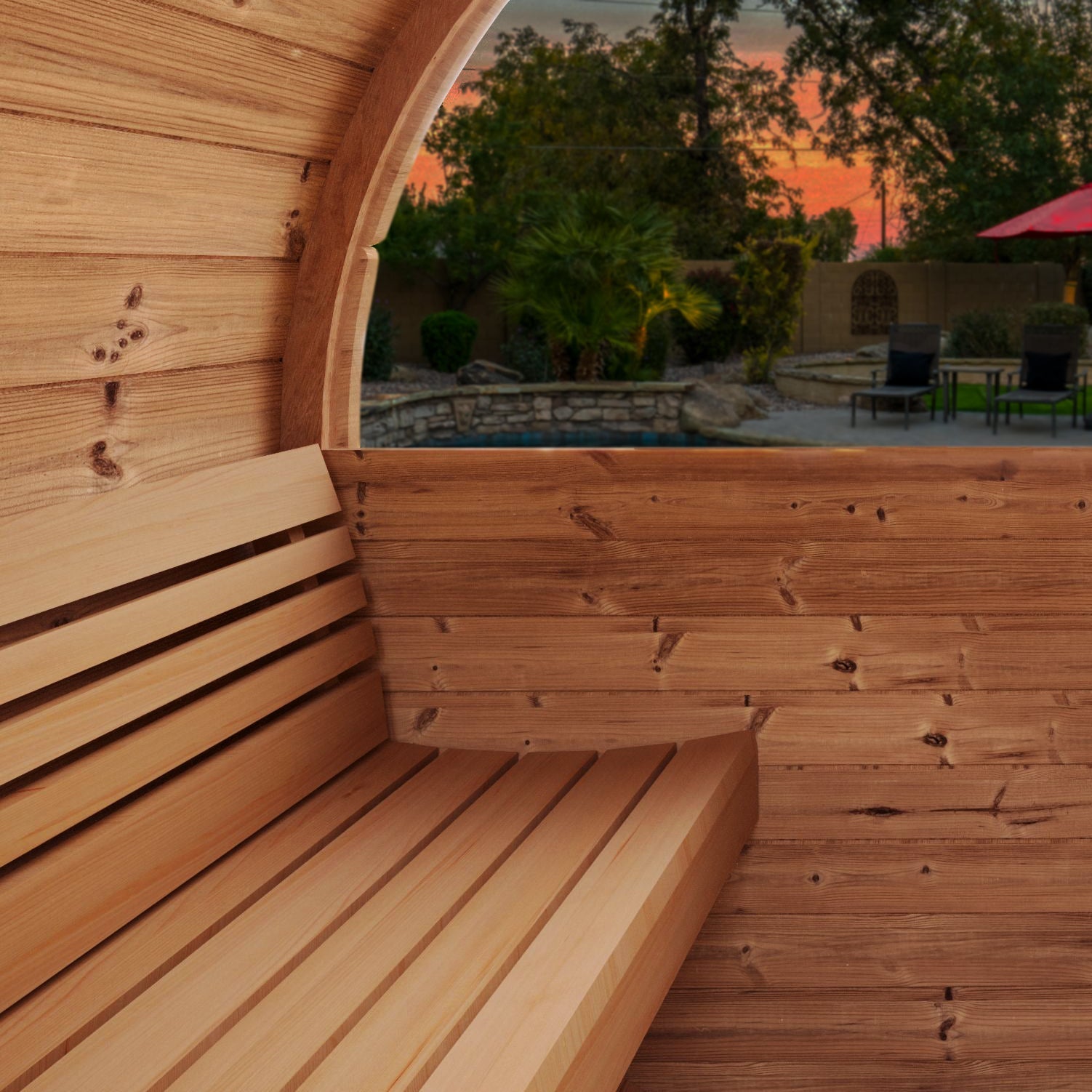 SaunaLife E8W 6-Person Barrel Sauna w/ Panoramic Window, 87"x 81" - Image 3