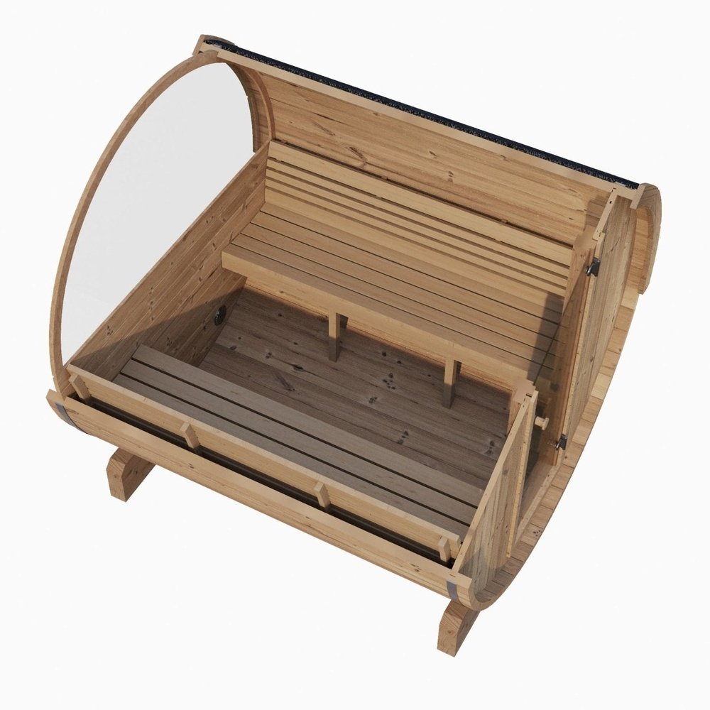 SaunaLife E8W 6-Person Barrel Sauna w/ Panoramic Window, 87"x 81" - Image 2