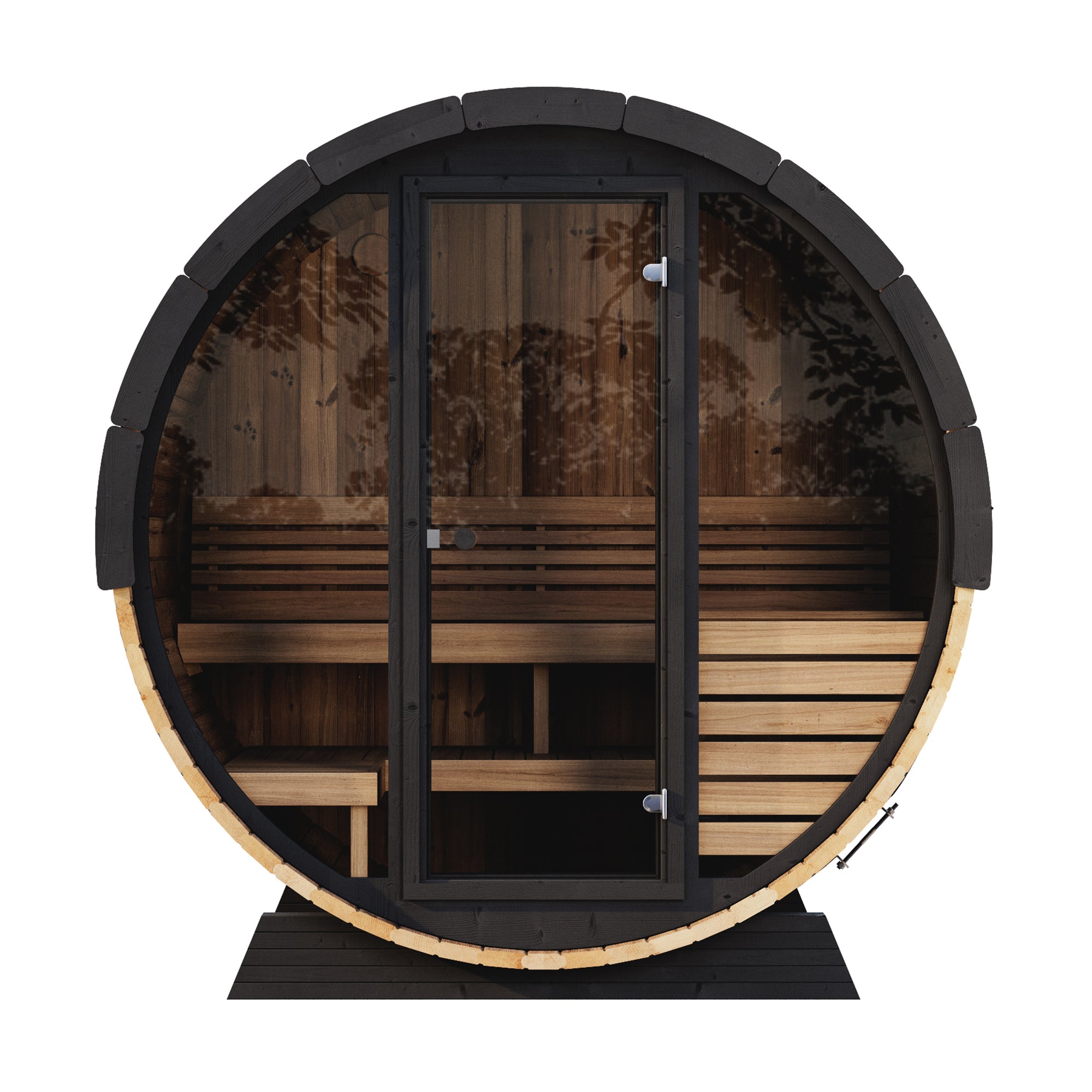 SaunaLife EE6G 4-Person Barrel Sauna w/ Rear Benches & Front Windows, 63"x91" - Image 4