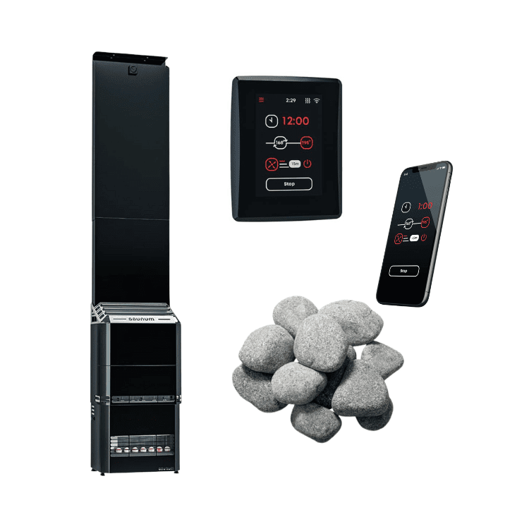 Saunum AIR 7 WiFi Sauna Heater Package, 6.4kW - Black